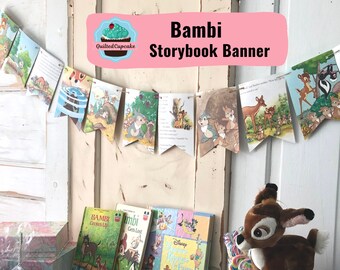 Bambi Party Banner/Bambi Story Book Page Garland/ 6 ft Bambi Backdrop Baby Shower, Birthday Party, Room Decor/READY to SHIP/Eco-Friendly