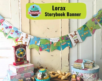 Lorax Book Page Banner / Lorax Dr. Seuss Story Book Page Garland /Lorax Party Decoration for Baby Shower, Birthday Party / READY to SHIP