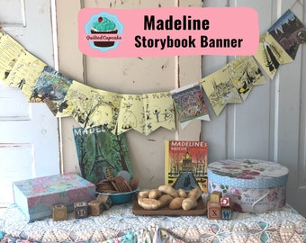 Madeline Party Decoration / Madeline Story Book Banner, Garland.  Madeline Decoration For Baby Shower, Birthday Party//FAST SHIP