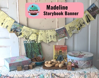 Madeline Party Decoration / Madeline Story Book Banner, Garland.  Madeline Decoration For Baby Shower, Birthday Party// READY to SHIP