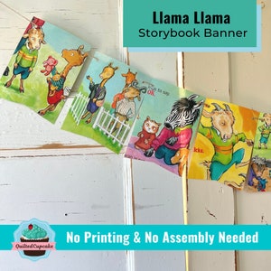 Llama Llama Red Pajama Party Banner / Story Book Page Garland/12 Bunting Pennants for Birthday Party, First Birthday or Shower/FAST SHIP