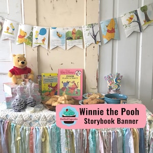 Winnie the Pooh Banner: Vintage Story Book Garland, Baby Shower Decor