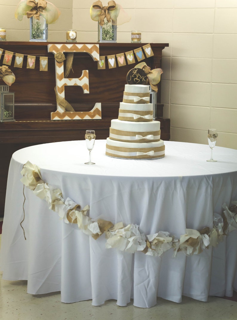 Burlap Wedding Garland. Burlap and Lace Wedding Banner. Handmade Rustic Wedding Garland, 6-10 ft Farm Style Wedding Shower decoration image 3