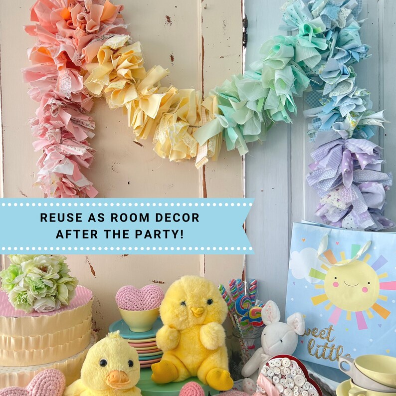 Pastel Rainbow Party Garland/ Rainbow Fabric Banner / Soft Etsy