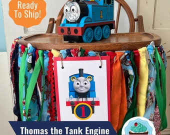 Thomas the Tank Engine Chair Banner. Thomas High Chair Decoration, Smash Cake Birthday Party Thomas Train Party Banner/ READY To SHIP NOW