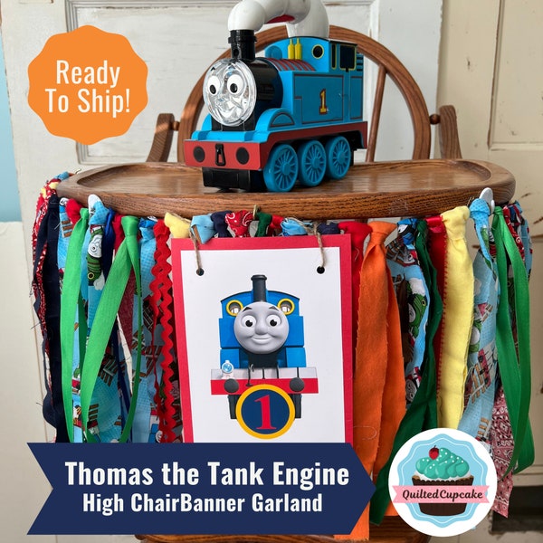 Thomas the Tank Engine Chair Banner. Thomas High Chair Decoration, Smash Cake Birthday Party Thomas Train Party Banner/ READY To SHIP NOW