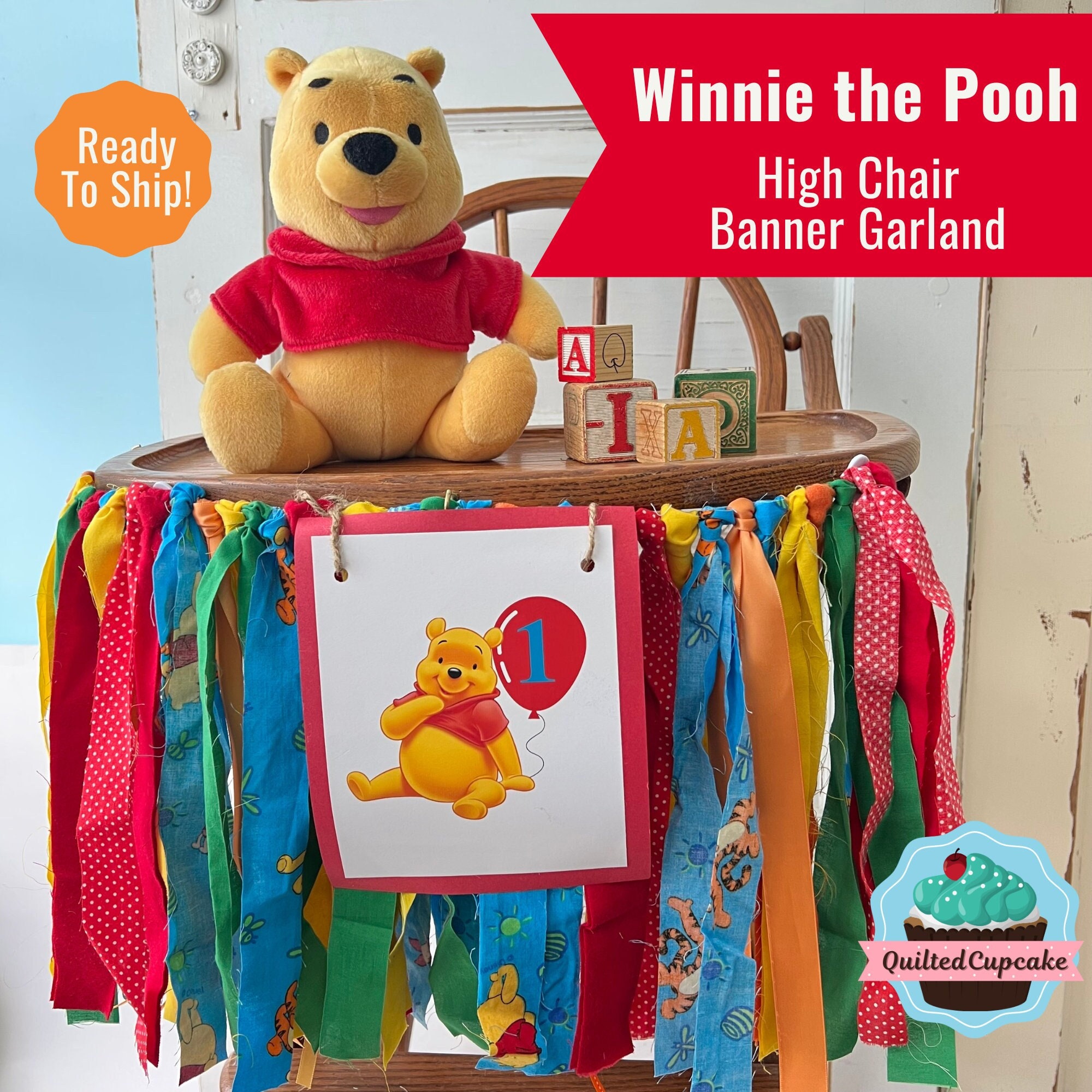 Winnie the Pooh High Chair Banner First Birthday Party Garland