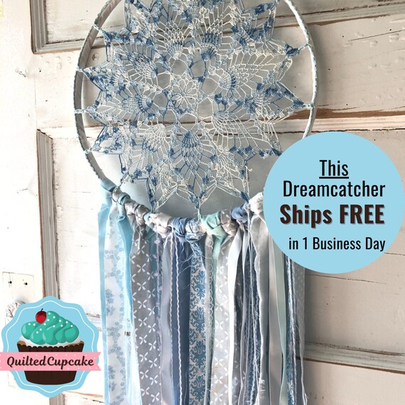Dream Catcher for Baby Shower or Party Decor. Vintage Blue Etsy