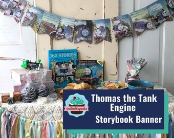 Thomas the Tank Engine Party Decoration/Thomas Train Book Page Banner Garland. 6 ft backdrop for Baby Shower, Birthday Party/ READY to SHIP