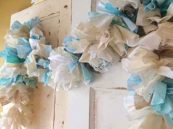 Blue Baby Shower Party Decoration Burlap Shower Garland 6 10 Foot