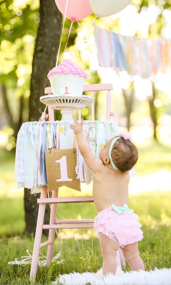 Girls High Chair Banner First Birthday Party Supplies Shabby Chic Girls High Chair Banner First Birthday Party Supplies Shabby Chic With Burlap Flag Handmade Garland