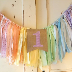 Pastel Rainbow High Chair Banner: First Birthday Decor