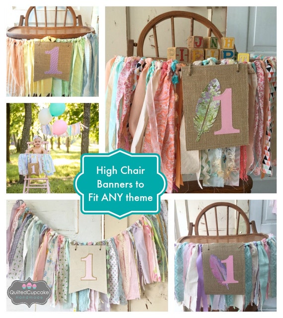 First Birthday High Chair Banner Custom Girls 1st Birthday High