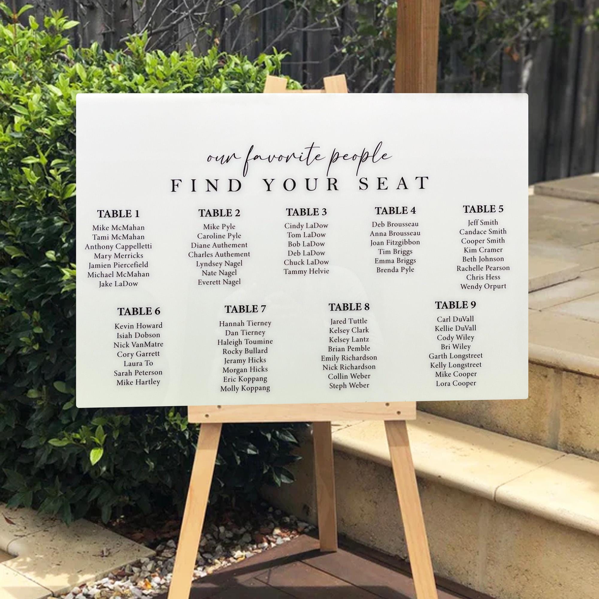 Alphabetical Large Table Seating Chart, Acrylic Wedding Seating Chart ...