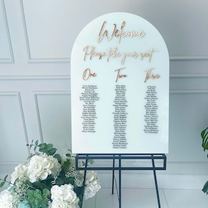 Arched Find your seat Sign, Table Seating Chart, Custom Large Acrylic Wedding Seating Chart Sign, Wedding Decor Signage, Seating Chart Board