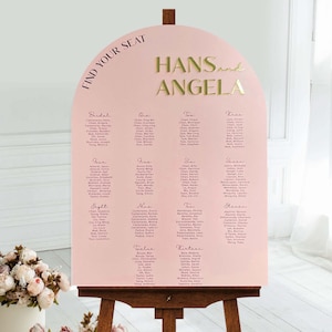 Benutzerdefinierte gewölbte Acryl Hochzeit Sitzplan Zeichen, großer Tisch Sitzplan, finden Sie Ihren Platz Schild, Sitzplan Brett, Hochzeitsdeko Beschilderung