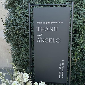 Minimalist Black Acrylic Event Sign, Personalized Wedding Welcome Board, Wedding Entrance Decor, Custom Names & Date Sign