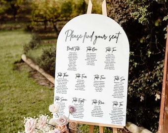 Aangepaste gebogen acryl bruiloft zitplaatsen grafiek bord, grote tafel zitplaatsen tabel, vind je stoel bord, zitplaatsen tabel bord, bruiloft decor bewegwijzering