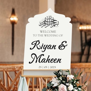 Moorish Arched Wedding Welcome Sign | Acrylic Welcome Door Sign | 3D lettered Acrylic Signs | Custom Acrylic Wedding Signs | Wedding Signage