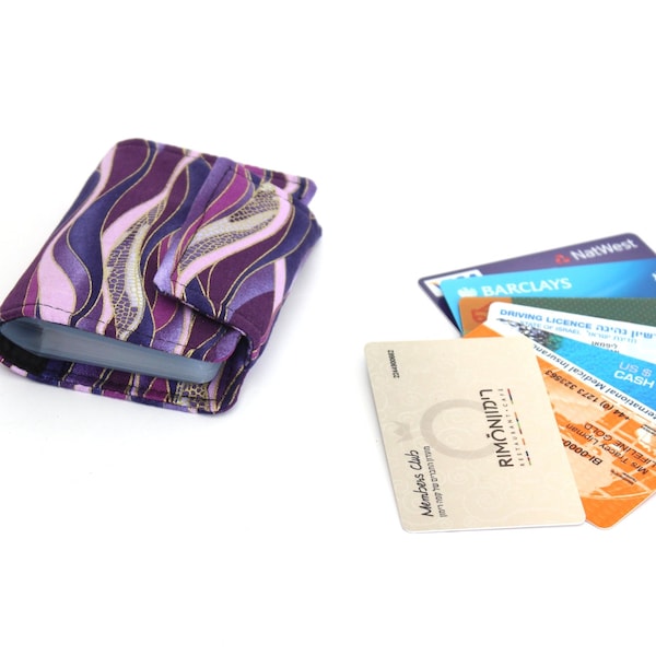 portefeuille de carte de fidélité de magasin violet pour femmes, portefeuille de carte de crédit, livret d’organisateur de carte, porte-carte de visite, mini album de fanfaronnade végétalien