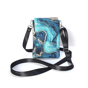Handytasche, blaue Geode Achat Marmor kleine Crossbody-tasche mit Handytasche, Cross-Body-Handytasche, Geologie Lehrer Geschenk, Geologe
