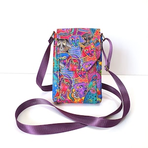 Kleine Umhängetasche für Hundeliebhaber, minimalistische Handytasche für Hundemama, laurel burch Hundestoff Handytasche, Hundemama Geschenkidee