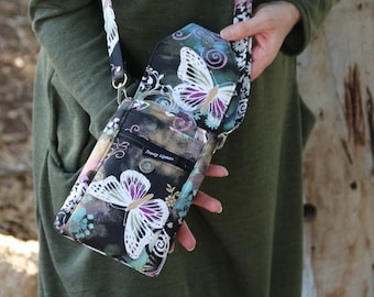 Cell phone purse - iphone wallet purse - mobile phone bag - small crossbody bag - butterfly purse - cell phone wallet purse - sling purse