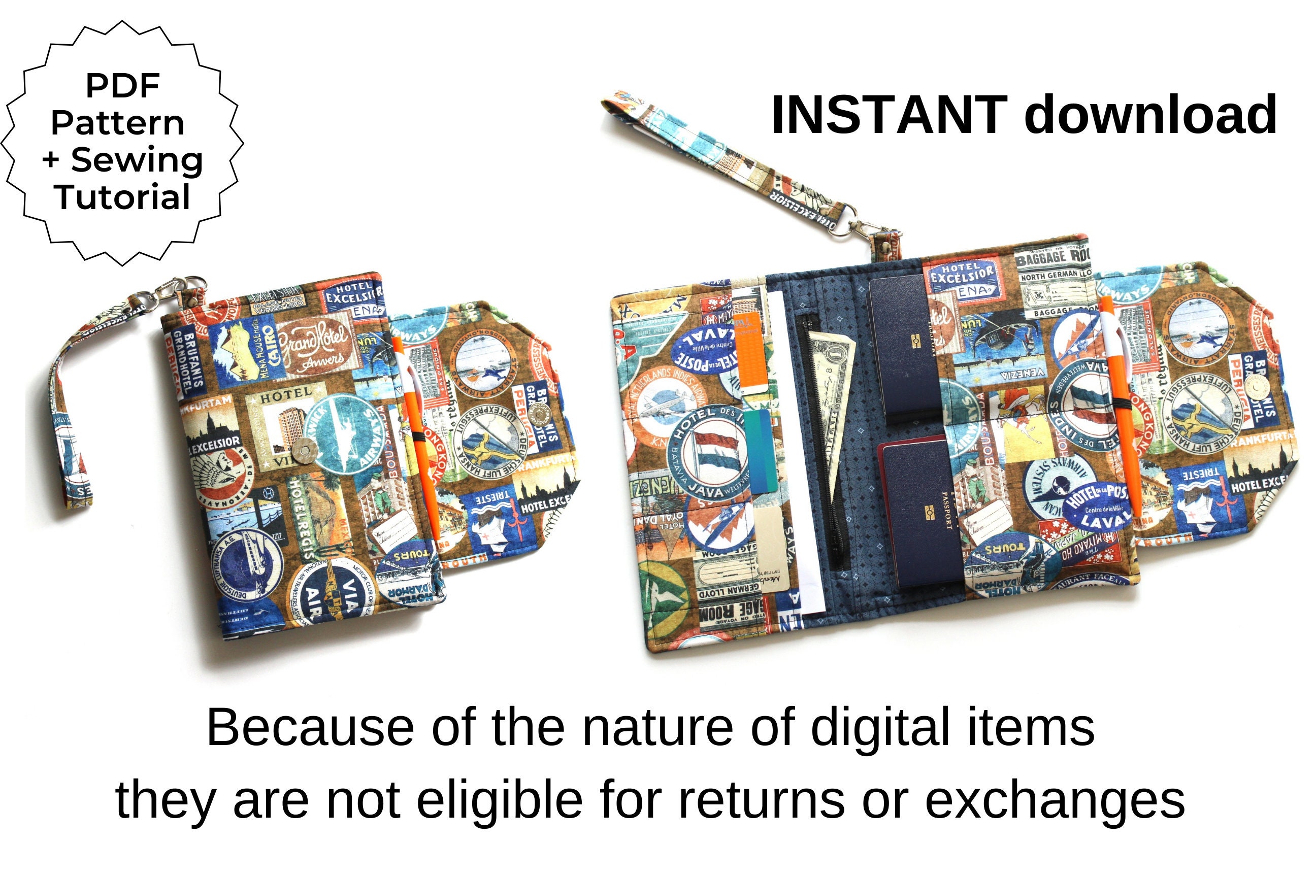 Family Travel Organizer Wallet Pattern Family Passport Holder Etsy