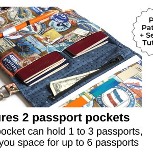 Modèle de portefeuille de voyage en famille, porte-passeport familial pour 2 4 6 passeports, tutoriel de couture pdf, portefeuille de voyage et porte-documents image 3