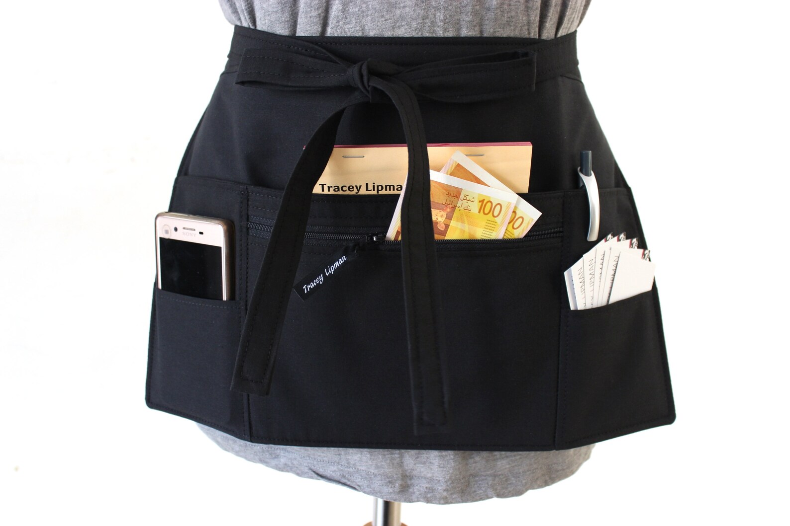 Black half apron black waitress apron black teacher apron Etsy