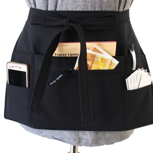 Black Half Apron - Black Waitress Apron - Black Teacher