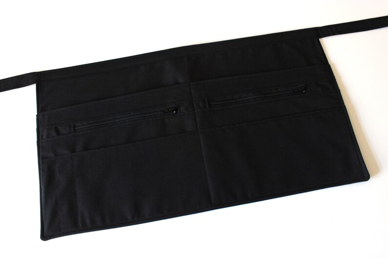 Black half apron with two zipper pockets server apron plus Etsy