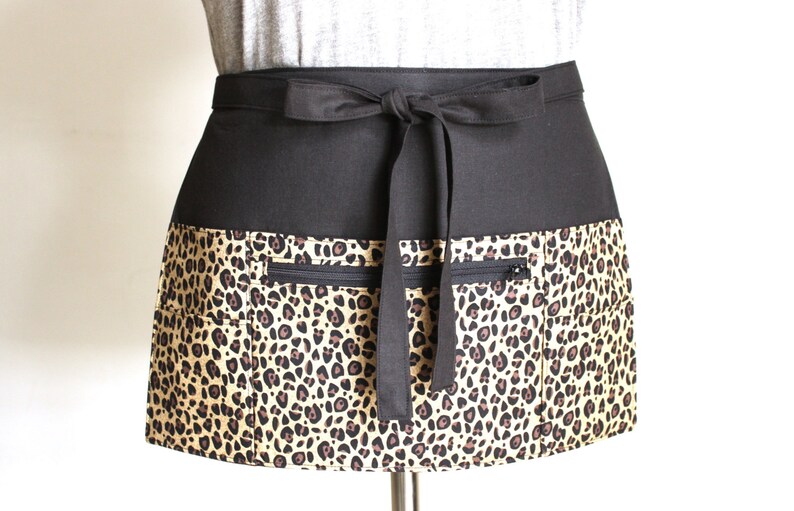 waitress apron utility apron pocket apron farmers market apron cheetah server apron half apron vendor apron teacher apron