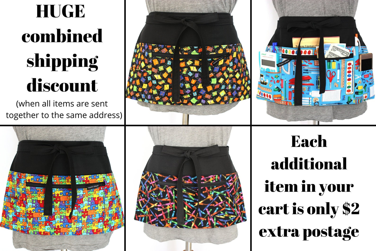 Teacher Apron With Pockets 6 Pocket Apron for Preschool Etsy