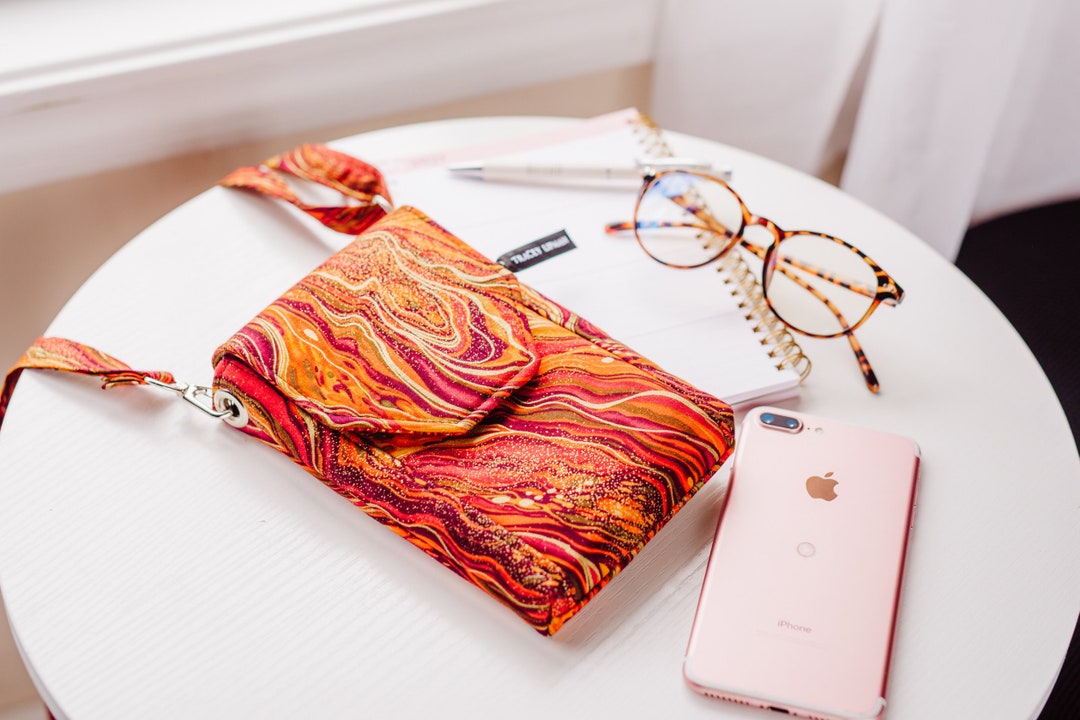 Orange Marble Fabric Crossbody Phone Bag for Women and Teenage Etsy