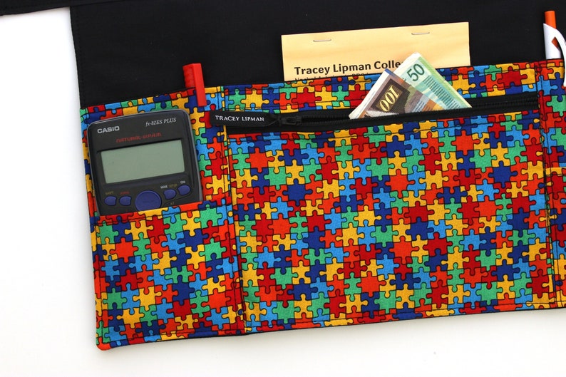 Teacher apron autism awareness pocket apron half apron Etsy