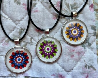 2013 Postage Stamp Pendant - Kaleidoscope Flowers