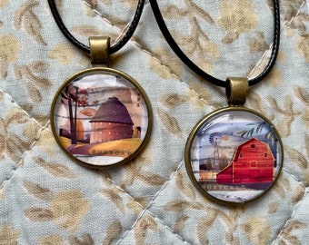 2021 Postage Stamp Pendant - Barns