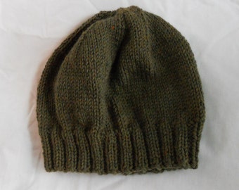 L/XL Wool Beanie - Moss Green