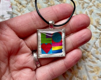 2002 Postage Stamp Pendant - Love Series: Multicolor Love