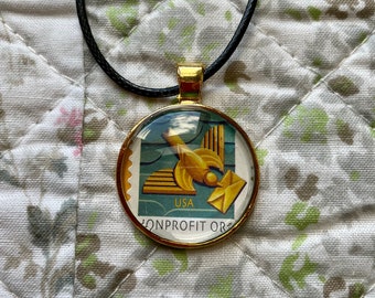 2011 Postage Stamp Pendant - Art Deco Bird