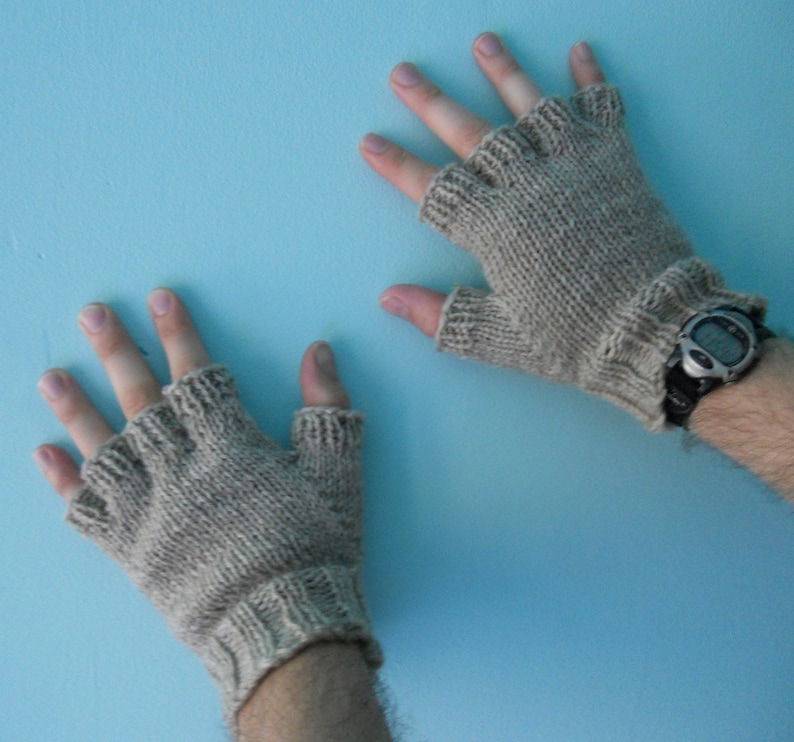 Men's Wool Fingerless Gloves Oatmeal Etsy