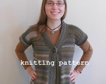 Knitting Pattern PDF - Mossy Drop-shoulder Jacket for Women
