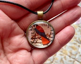 1999 Postage Stamp Pendant - American Kestrel