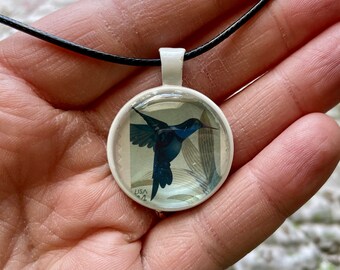 2014 Postage Stamp Pendant - Hummingbird