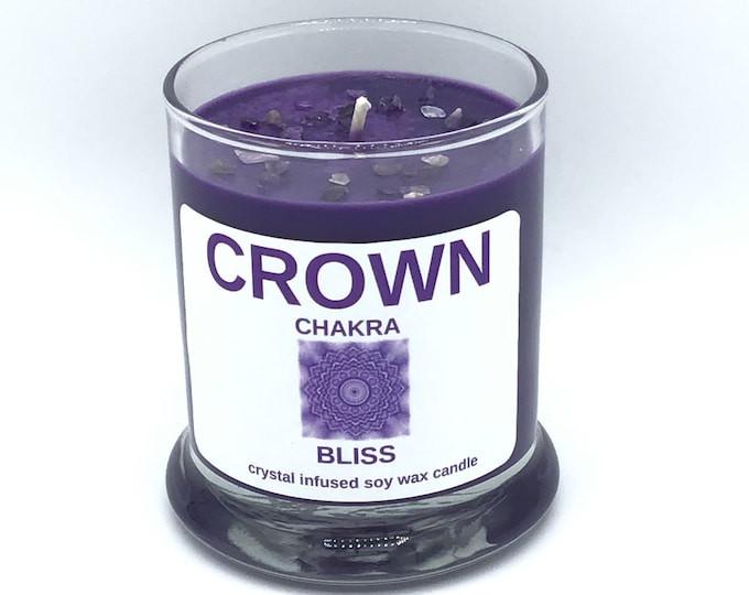 THE CROWN Chakra Soy Wax Candle with crystals