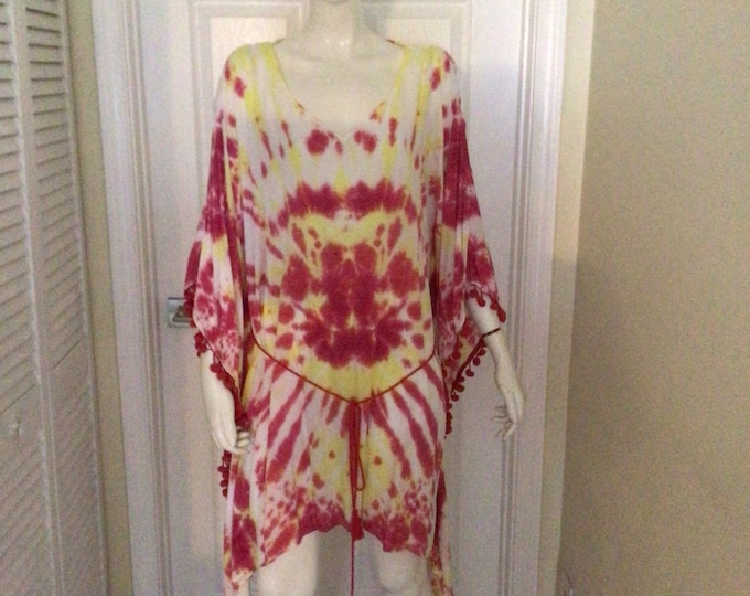 Hippie tie dye tunic beach cover up size L/XL one of a kind