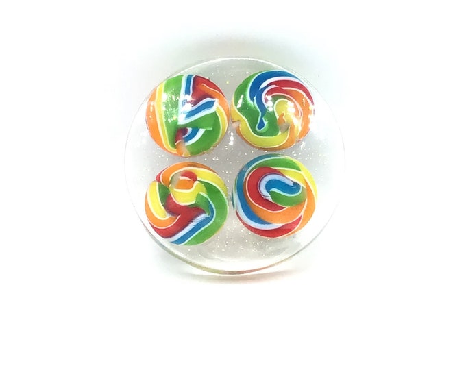 One of a kind hand poured resin candy coaster-Swirled lollipops