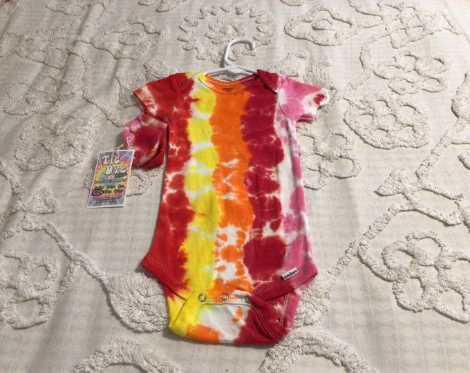 Hippie tie dye baby onesie with socks 12 months  one of a kind