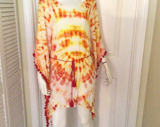 Hippie tie dye tunic beach cover up size L/XL one of a kind